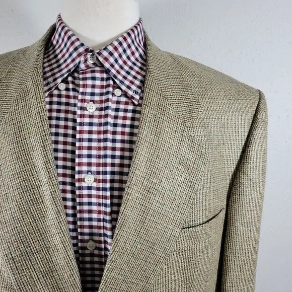 Robert Stock Men's Sport Coat Blazer Two Button Beige Silk Size about‎ 50R